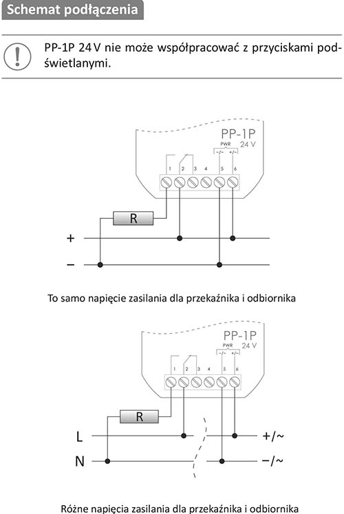 Przekaźnik elektromagnetyczny PP-1P 24V schemat podłączenia